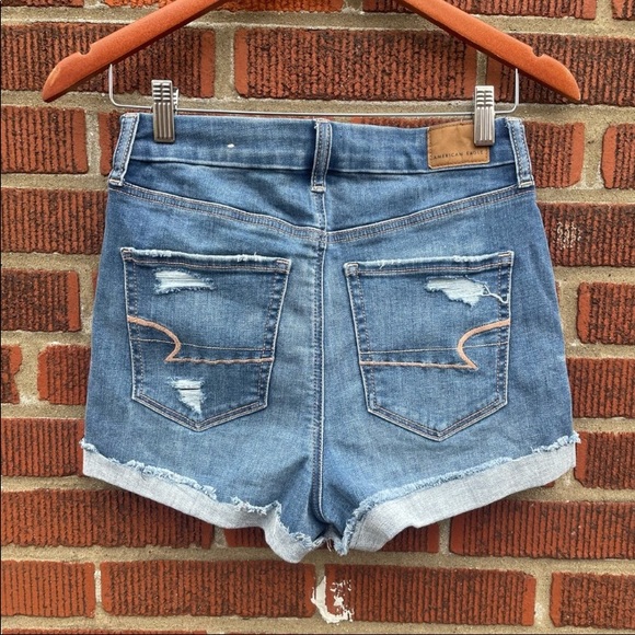 American Eagle Curvy Hi Rise Shortie Jean Shorts - Picture 4 of 7
